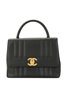 Authentic CHANEL vintage caviar leather top handle Kelly satchel bag